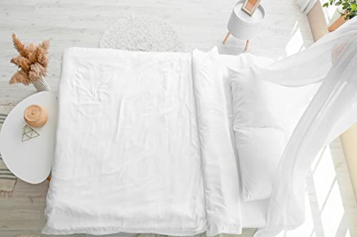 Rafitextil - Juego de sábanas Satén 3 Piezas Cama 105 100% Algodón 300 Hilos, Blanco Cover