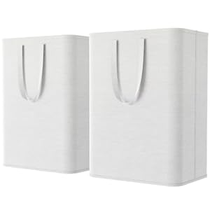 Lifewit Lot de 2 Paniers a Linge Pliable 80L, Corbeille a Linge avec Poignées Allongées, Panier à Linge en Tissu, Sac a Linge Sale pour Enfants, pour Chambre, Salle de Bain, Buanderie, Blanc