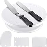 U Chef Kit de Decoración de Pasteles, Base Giratoria de 28 cm, 2 Espátulas de Acero Inoxidable, 3 Raspadores para...