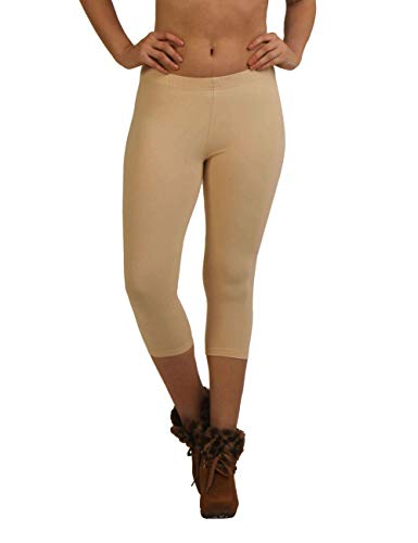 Image of Frenchtrendz Women's Cotton Spandex Stretchable Mid Rise Slim Fit Legging Capris (XS-4XL)