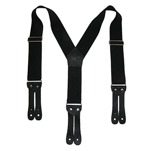 Welch Work Suspenders, WK-7846Y-LEF-BLK, 2 Inch Webbing, Y-back Style, Made in USA (Black, Medium)
