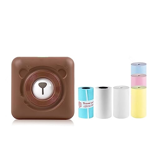 Image of Red Portable Thermal Photo Printer Wireless Mini Pocket Pictures Label Sticker Printing 58mm(304 Brown Add 6rolls)