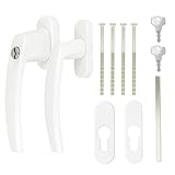 Alu Terrassentürgriff Balkontürgriff Paar mit Rosette - Weiss RAL9016 - abschließbar