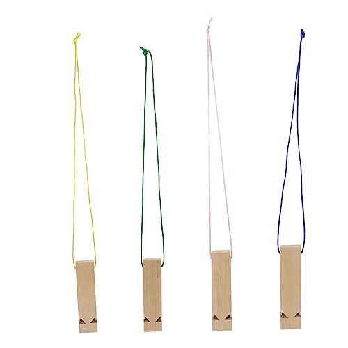 ULDIGI 4個無着色木製ホイッスル 子供用おもちゃ 列車型 木製列車ホイッスル 創作遊びに 音が出るおもちゃ