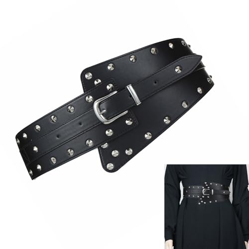 Waist Belt Punk Chain Western Wide Belt Rivets Buckle Retro Studded Buckle Waist Chain Belt2