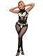 ohyeahlady Bodystocking Damen Sexy Ouvert Große Größe Reizwäsche Mollig Dessous Erotische Unterwäsche Curvy Catsuit Spitze Lingerie Nachtwäsche Fishnetz Sleepwear mit Offen Schritt Schwarz L-XXL