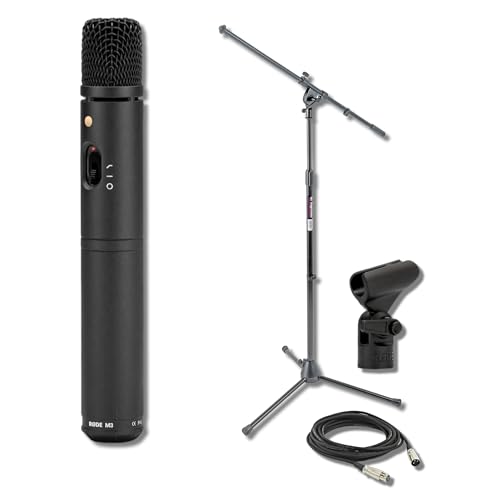Rode M3 Cardioid Condenser Microphone with On-Stage MS7701B Tripod Mic Stand and 20' XLR Cable