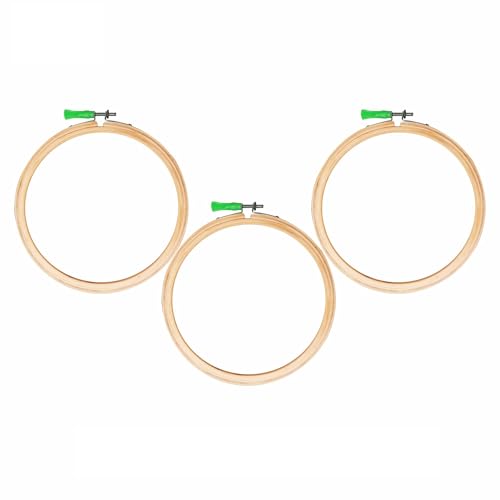 Image of Jyoti Embroidery Hoop, Wooden Round Adjustable, (3 Ply of 10 Inches with Steel Fitting), Easily Loosen /Tighten, Cross Stitch Hoop Ring for Sewing, Needlework, Craft Projects & Ornaments - Pack of 3