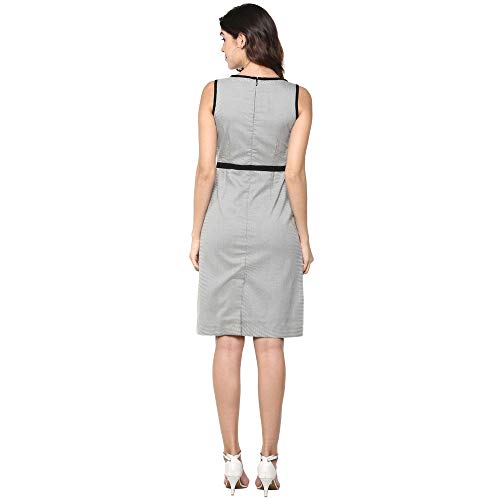 Image of STOP by Shoppers Womens Round Neck Printed Knee Length Dress (Grey Large)