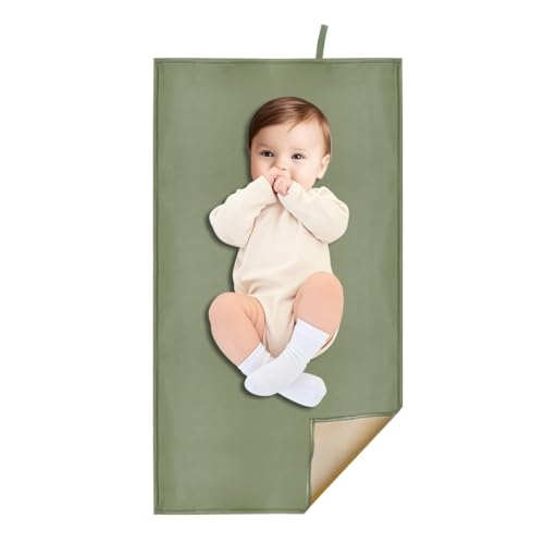Image of BEWDIO Sage Green Diaper Changing Pad for Baby, Portable Baby Changing Mat for Travel or Home, Foldable Mat Fits Perfectly in Diaper Bag (67-03)
