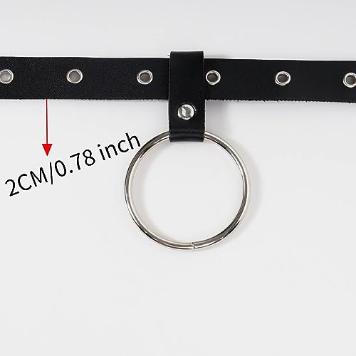 MILAKOO Grommet Eyelets Leather Belts for Women PU Punk Chains Waist Accessory Belt2