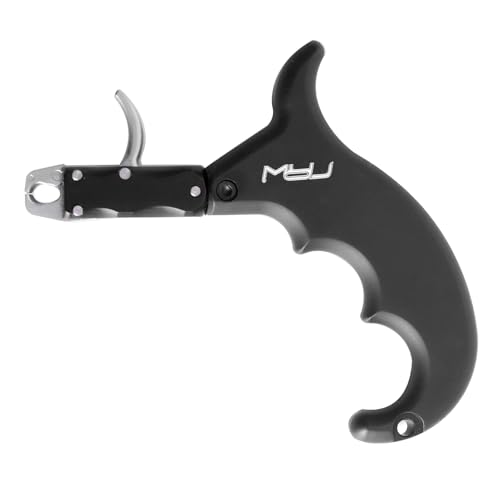 MOYJ Compound Bow Release Aids Trigger 4 Finger Black/Camo Box Packaging Thumb Arrow Release for Adults Hunting Shooting Youth Training Archery Release (Black)