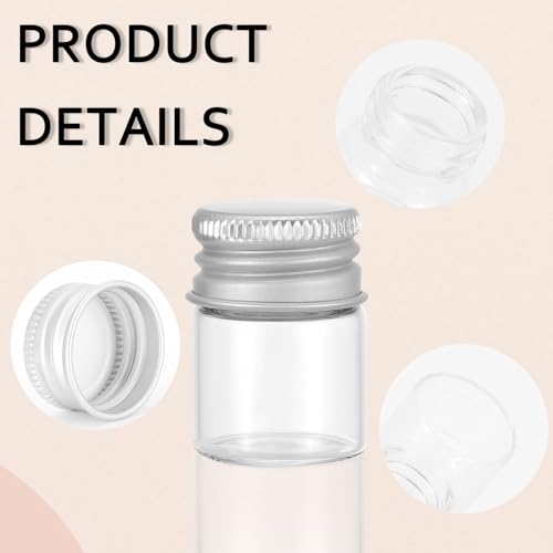 JIUWU 24-Pack 5mL Mini Bottles with Aluminum Screw-Cap, Clear Small Glass Jars with Lids for Essential Oil & Decoration, Small Glass Bottle for DIY Art Craft Storage4