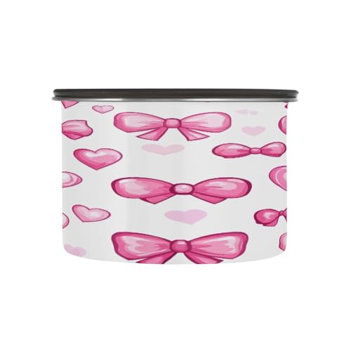 Envase hermético para café vacío Qilmy Bow Pink acero inoxidable 30 oz miniatura 2