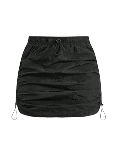 OYOANGLE Women's Drawstring Side Mini Cargo Skirt Elastic High Waist Ruched Bodycon Pencil Skirts