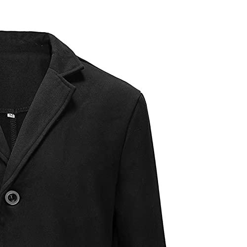 Men's Single-Breasted Mid-Length Suit Jacket Lightweight Trench Coat Long Overcoat Winter Pea Coat Casual Sport Coat4