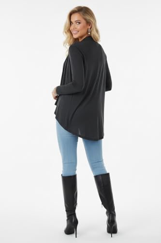 Image of ToBeInStyle Womens Open Front Long Sleeve Lightweight Asymmetrical Draped Cardigan with Side Pockets