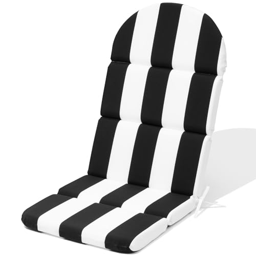 Crestlive 50x19.6 Inch Adirondack Chair Cushion, Water Repellent, Fade Resistant, High Back Outdoor Rocking Chair Cushion for Patio, Black White Stripe
