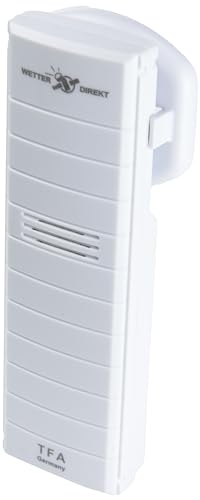 TFA Dostmann WD Aussensender, 30.3156, nur für TFA WETTERdirekt - Modelle, Ersatzsender, 868 MHz, nur 1 Sender pro Gerät verbindbar, weiß