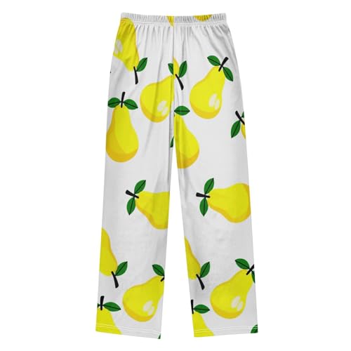 J JOYSAY Pear Leaves White Pajamas Pants Soft Long Pajama Bottoms Lounge Sleep Pants Size S-XL2