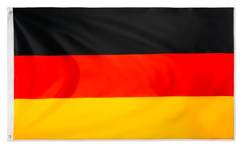 XXL Deutschland Flagge Groß 240 x 150 cm Deutscher Unterstützer Flaggen UV Fade Resistant mit Messingösen für Fußballspiele Sportereignisse Balkon Garten Draußen und Drinnen Dekoration Fähnchen