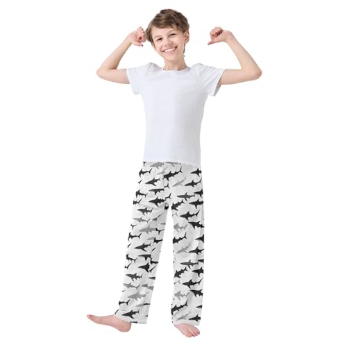 Boys' Pants Ocean Black Grey Sharks Long Bottoms Jogger Pants Elastic Waist Trousers with Pockets S-XL2