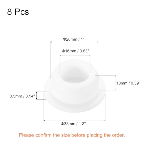 Image of MECCANIXITY 8pcs T-Shaped Silicone Plugs 26mm 1 Inch Dia Snap in Plug Hole Seal Cover Round Rubber Stopper for Kitchen Rubber Bulkheads Waterproof Sealing Plugs White