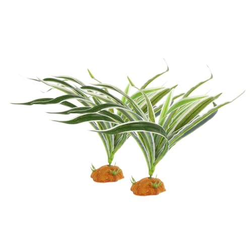 Totority 2pcs Lifelike Reptile Tank Plants Fake Decorative Plants for Reptile Habitat