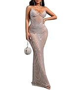 rhinestone mermaid sleeveless sequin dress floor length for women cocktail dress homecoming dresses