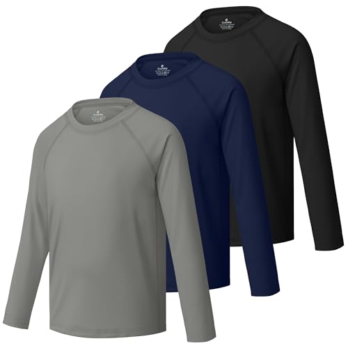 Cooraby 3 Pack Boys Swim Shirt UPF 50+ Long-Sleeve Neon Rashguards Sun Protective Quick Dry Outdoor Shirt