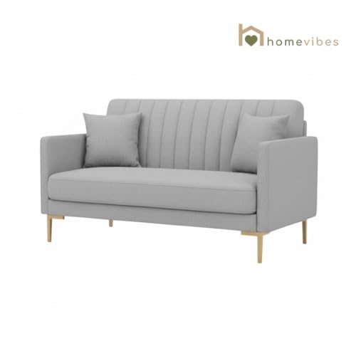 Image of 2 Seater Velum Fabric Sofa Set for Living Room, Modern Design with High Density Foam, Solid Wood Frame, Ergonomic Comfortable Seating for Home & Office (Light Grey, 2 Seater) | Soft foam comfort, Strong wood frame