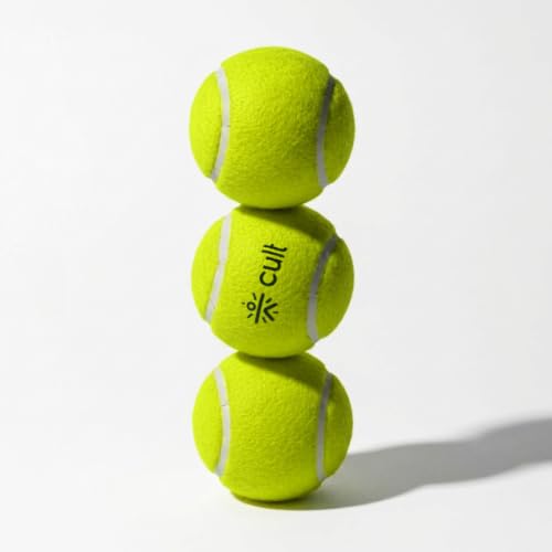 Image of CULT Tennis Cricket Balls Pack of 3 - Green Practice & Training Balls for Men, Women & Kids Durable Rubber Core, Soft Felt Cover, High Bounce, All Court Play Beginners & Intermediate Players