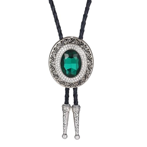 Image of Western Bolo Tie Cowboy Bolo Ties Rhinestone Necklace Bola Tie for Men Women