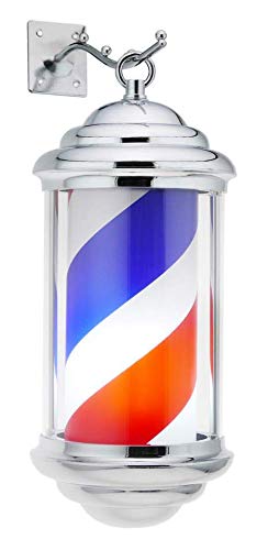 Poste De Barbero Luminoso Y Giratorio Para Peluquería, Barbería Y Salón De Belleza, Con Rayas De Colores Rojo Blanco Y Azul, Varios Modelos Y Colores Para Elegir (Modelo A)