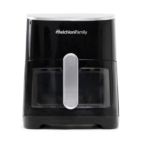 Melchioni Family | Heißluftfritteuse EMMA, 5 Liter Kapazität, Touchscreen und Timer, Transparente Fenster, Airfryer ohne Öl mit 8 Programmen, 80-200°, 1300 W, Farbe Schwarz – Bild 4