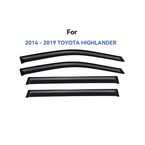 Image of Window Visors Rain Guards for 2014 2015 2016 2017 2018 2019 Toyota Highlander, Out-Channel Window Vent Wind Deflectors Visors Shades for 14-19 Highlander