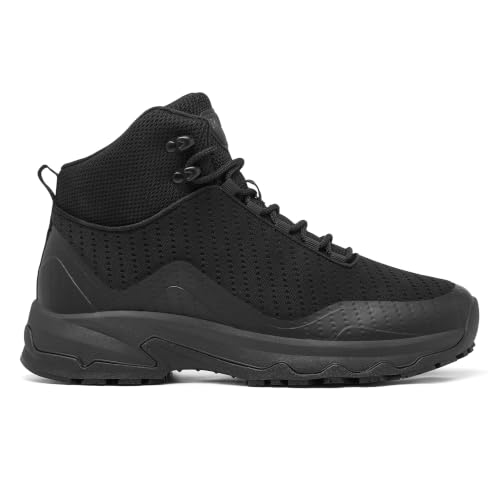 Image of SHULOOK Non Slip Work Boots for Men Restaurant Kitchen Food Service Black | Slip Resistant Chef Shoes Lightweight Ankle Support Working Comfortabke Outdoor Mesh Walking Footwear