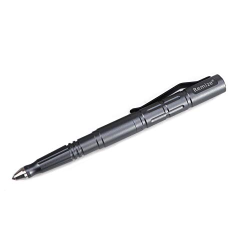 Remize® R007 Taktischer Kugelschreiber - Kubotan Tactical Pen - Selbstverteidigungs-Stift - Glasbrecher (Grau)
