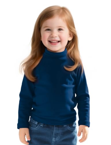 Image of Witwot Toddler Girls Mock Turtleneck Shirts Long Sleeve Thermal T-Shirt | Cotton Girl Soft Basic Pullover Tops Size 18M-5T