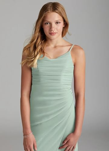 Junior's Mermaid Bridesmaid Dresses for Wedding Long Chiffon Formal Evening Gown with Slit UJR0034