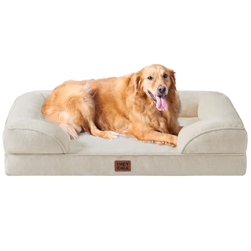EHEYCIGA Orthopedic Dog Beds for Extra Large Dogs, Waterproof Memory Foam XL Pet Bed with Sides,...