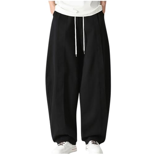 Mens Casual Harem Pants Drawstring Elastic Waist Trousers Beach Lightweight Pants Comfy Oversized Pant with Pocket