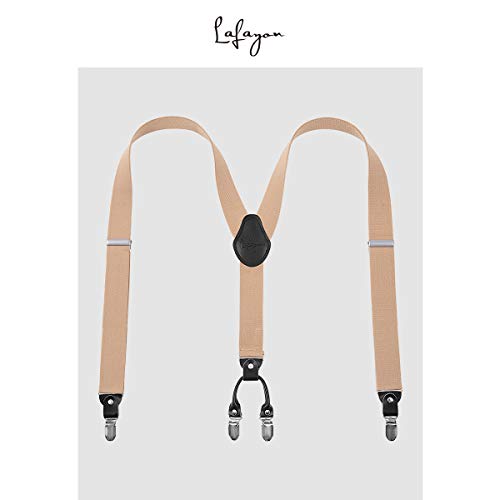 Mens Braces 4 Clips Y-Back 3.5 cm Wide Heavy Duty Adjustable Elastic Braces for Men Trousers with Strong Metal Clips