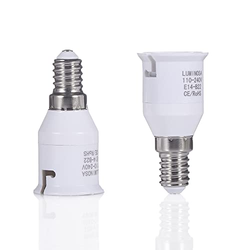 Luminosa E14 to B22 Lamp Holder Adapter Converter (Pack of 2)/ ES Edison Small Screw to Bayonet Bulb Socket Adapter/LED Light Converter / 1 Year Warraty/CE