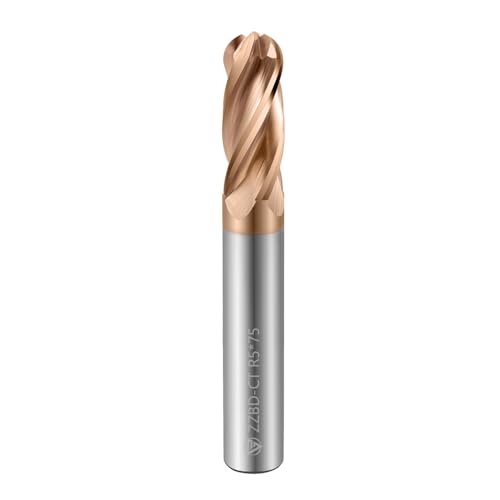 Image of Carbide Ball Nose End Mills-4 Flute TISIN Coated,for Milling Alloy Steels, Hardened Steel, Metal etc.1 Pcs R5x75mm