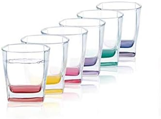 HOMIES Sterling Rainbow High Ball Glass Tumbler (Multicolor, 250 ml Each, Size: 9 (H) x 8 (D) cms) - Set of 6