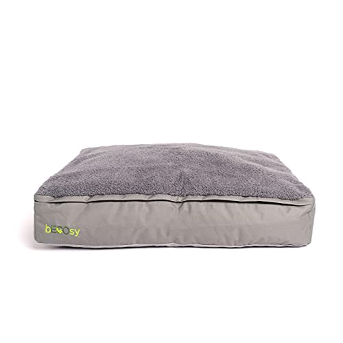 BECOsy® - Cama para mascotas 100% vegana, 100% látex natural, color gris, duradera, suave y acogedora, impermeable y lavable a máquina, mantiene su forma, ortopédica (pequeño - 61 cm)