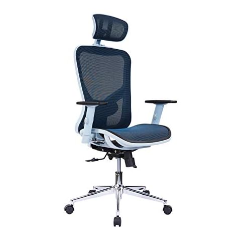Techni Mobili Mesh Office Chair - High Back Computer Desk Chair with Adjustable Arms, Headrest, & Lumbar Support - Ergonomic Chair with Seat Cushion, Wheels, & Reclining Tilt Lock Cover