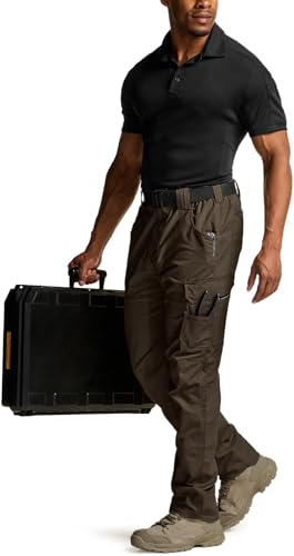 Image of CQR Men's Quick Dry Work Pants, Water Resistant Outdoor Tactical Pants, Lightweight Stretch Cargo Hiking Pants
