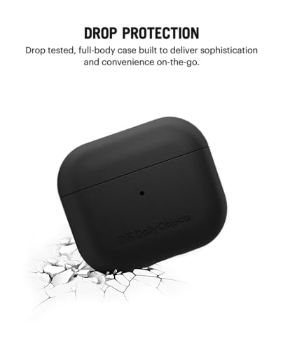 Image of Dailyobject Leatherite AirPods Case Cover Compatible with Apple AirPods 4 | Durable Leatherite Material | Shock Resistant & Lightweight | Compatible Wireless Charging | Stylish Design - (Black)